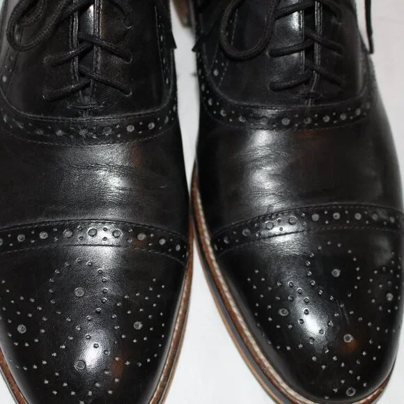 Johnston & Murphy Brogue/Wing Tip Style Black Lace Oxford Dress Shoe Men 11 - Picture 11 of 16